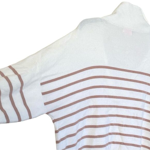 Pink Lily Quarter Zip Long Sleeve Relaxed Fit Tunic Length Striped Top Sz L - Picture 4 of 9